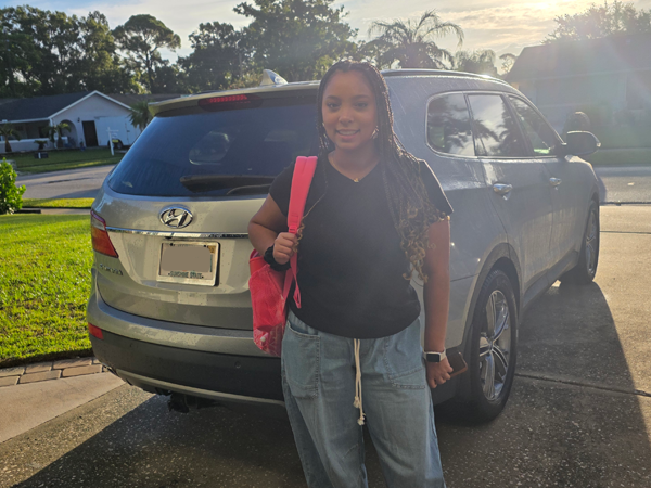 Student on the first day of school.